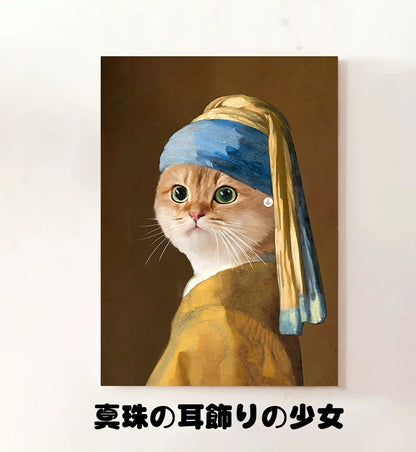 ペットオーダーメイド名画風アート | 犬・猫対応 | ユニークな肖像画 | モダンインテリア | キャンバスプリント